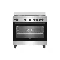 بيكو بوتاجاز 5 شعلات 90 سم - مصنوع من الحديد الزهر مزود بمروحتين أمان كامل - أسود * فضي - موديل BGGR 12113 GXF