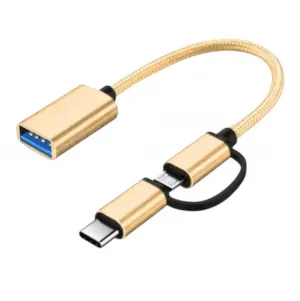 وصلة او تي جي 2 في 1 تايب سي و مايكرو متوافق مع هواتف خلوية - otg usb3.1 (دهبى)
