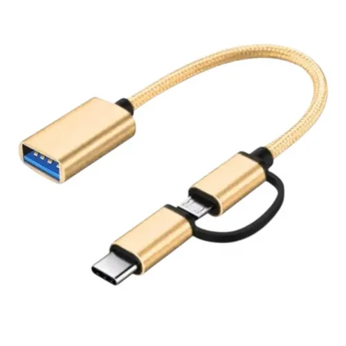 وصلة او تي جي 2 في 1 تايب سي و مايكرو متوافق مع هواتف خلوية - otg usb3.1 (دهبى)