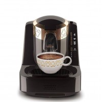 أوكا ماكينة صنع القهوة التركي مزدوجة الاستخدام لون أسود مع فضي