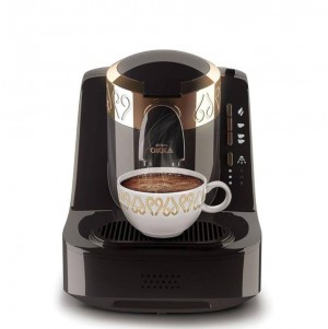 أوكا ماكينة صنع القهوة التركي مزدوجة الاستخدام لون أسود مع فضي