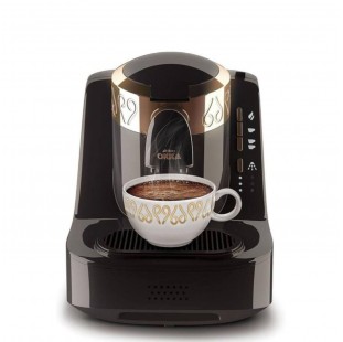 أوكا ماكينة صنع القهوة التركي مزدوجة الاستخدام لون أسود مع فضي