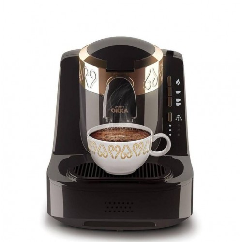 أوكا ماكينة صنع القهوة التركي مزدوجة الاستخدام لون أسود مع فضي