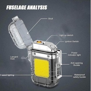 ولاعة كهربائية مقاومة للماء مع مصباح يدوي قابلة للشحن عبر USB - 2X1